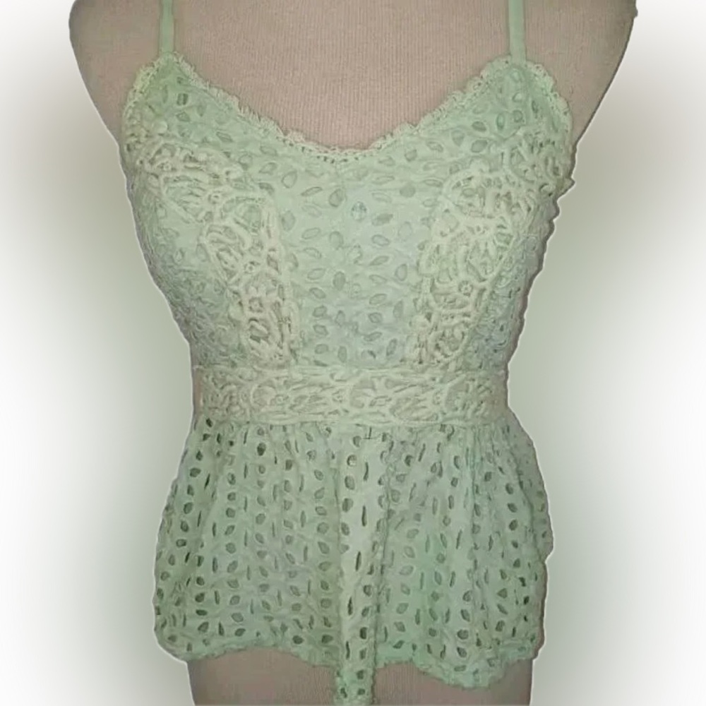 Japna Eyelet Camisole in Soft Green
